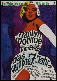 3t537 SEVEN YEAR ITCH German R1966 Billy Wilder, great different sexy art of Marilyn Monroe!