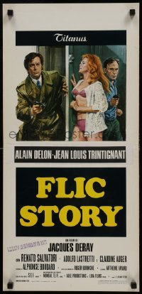 3t889 COP STORY Italian locandina 1975 Alain Delon, Trintignant, sexy Claudine Auger, Flic Story!