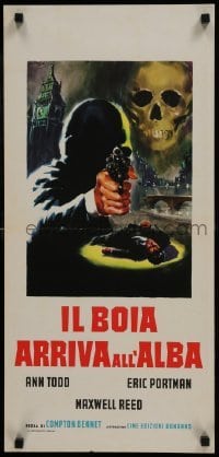3t896 DAYBREAK Italian locandina R1963 great Stefano art of killer with gun and skull!