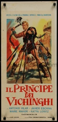 3t899 EL PRINCIPE ENCADENADO Italian locandina 1963 Casaro art of Chained Prince escaping from castle!
