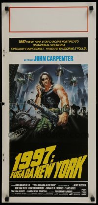 3t902 ESCAPE FROM NEW YORK Italian locandina R1980s Carpenter, different art of Russell by Casaro!