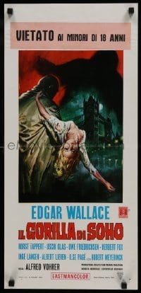 3t910 GORILLA GANG Italian locandina 1969 Edgar Wallace, different art of ape attacking girl by Casaro!