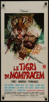 3t933 LE TIGRI DI MOMPRACEM Italian locandina 1970 Mario Aequi, Averardo Ciriello art with tiger!