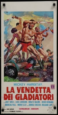 3t961 REVENGE OF THE GLADIATORS Italian locandina 1964 Mickey Hargitay, sword & sandal art by Ciriello!