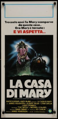 3t980 SUPERSTITION Italian locandina 1982 art of ghoulish figure carrying girl, you should have believed!