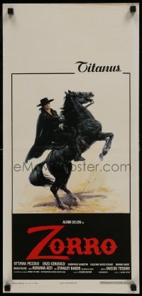 3t999 ZORRO Italian locandina 1976 art of masked hero Alain Delon on horseback w/sword!