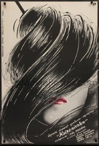 3t753 ADJ KIRALY KATONAT Polish 27x39 1984 cool Woltman artwork of woman w/big hairdo!