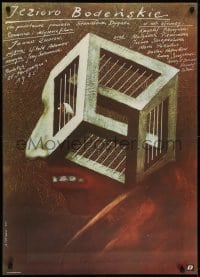 3t765 BODENSEE Polish 27x37 1985 great Andrzej Pagowski art of man with prison M.C. Escher-head!