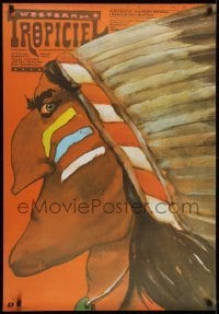 3t770 DER SCOUT Polish 27x39 1983 cool Andrzej Krzysztoforski art of Native American!