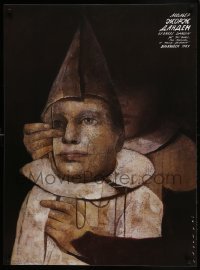 3t777 GEORGES DANDIN stage play Polish 27x36 1990 person holding a marionette by Wiktor Sadowski!