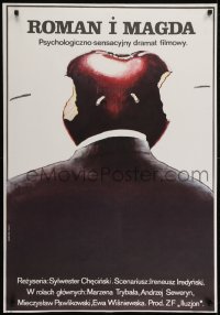 3t817 ROMAN I MAGDA Polish 27x39 1979 Marek Ploza-Dounski art of man with apple for a head!