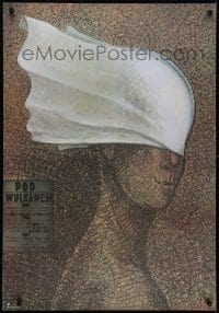 3t842 UNDER THE VOLCANO Polish 27x38 1985 strange art of woman w/towel by Lech Majewski!
