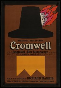 3t700 CROMWELL Polish 23x33 1971 Richard Harris & Alec Guinness, art of flaming hat by Mlodozeniec!