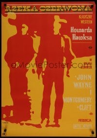 3t726 RED RIVER Polish 23x32 1967 Zbikowski silhouette art of Wayne & Clift, Howard Hawks!