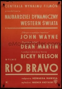 3t728 RIO BRAVO Polish 23x33 1962 John Wayne, Ricky Nelson, Martin, Hawks, Julian Wierzchowiak!