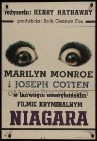 3t748 NIAGARA Polish 20x30 1966 Marilyn Monroe, Joseph Cotten, Freudenreich art of eyes!