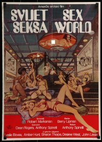 3t085 SEX WORLD Yugoslavian 20x28 1979 sexy Westworld ripoff, Annette Haven, definitely for adults!