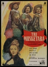 3t087 THREE MUSKETEERS Yugoslavian 19x26 1948 Lana Turner, Gene Kelly, June Allyson, Lansbury!