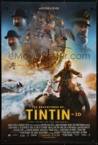 3w019 ADVENTURES OF TINTIN int'l advance DS 1sh 2011 Spielberg's CGI version of the Belgian comic!