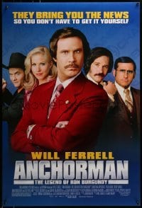 3w051 ANCHORMAN DS 1sh 2004 The Legend of Ron Burgundy, image of newscaster Will Ferrell and cast!
