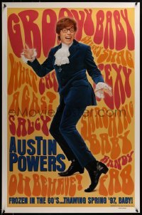 3w068 AUSTIN POWERS: INT'L MAN OF MYSTERY teaser 1sh 1997 Mike Myers, sexy Elizabeth Hurley!