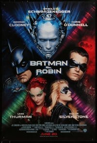 3w081 BATMAN & ROBIN advance 1sh 1997 Clooney, O'Donnell, Schwarzenegger, Thurman, cast images!