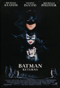 3w094 BATMAN RETURNS 1sh 1992 Michael Keaton, Danny DeVito, Michelle Pfeiffer, Tim Burton!