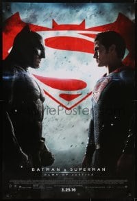 3w095 BATMAN V SUPERMAN advance DS 1sh 2016 Ben Affleck and Henry Cavill in title roles facing off!