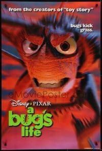 3w149 BUG'S LIFE teaser DS 1sh 1998 Walt Disney Pixar CG cartoon, c/u of grasshopper!