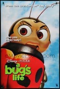 3w148 BUG'S LIFE teaser DS 1sh 1998 Walt Disney Pixar CG cartoon, c/u ladybug!