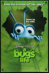 3w147 BUG'S LIFE teaser DS 1sh 1998 Disney, Pixar, close-up of ant peeking through leaf!