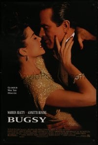 3w151 BUGSY 1sh 1991 close-up of Warren Beatty embracing Annette Bening!