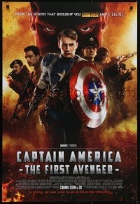 3w155 CAPTAIN AMERICA: THE FIRST AVENGER int'l advance DS 1sh 2011 Chris Evans, Jones, cast image!