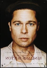 3w194 CURIOUS CASE OF BENJAMIN BUTTON teaser DS 1sh 2008 cool portrait of Brad Pitt, wacky credits!