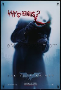3w197 DARK KNIGHT teaser DS 1sh 2008 Heath Ledger as the Joker, why so serious?