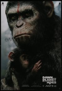 3w204 DAWN OF THE PLANET OF THE APES style B teaser DS 1sh 2014 close-up of Caesar w/ his son!