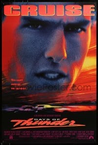 3w206 DAYS OF THUNDER 1sh 1990 close image of angry NASCAR race car driver Tom Cruise!
