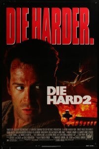 3w225 DIE HARD 2 1sh 1990 tough guy Bruce Willis is in the wrong place at the right time!