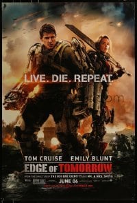 3w248 EDGE OF TOMORROW teaser DS 1sh 2014 June 06 style, Tom Cruise & Emily Blunt, live, die, repeat