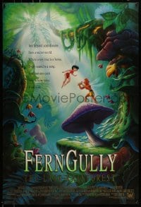 3w280 FERNGULLY int'l 1sh 1992 a secret world touched by magic, adorable couple on huge mushroom!