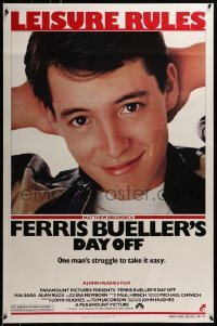3w281 FERRIS BUELLER'S DAY OFF 1sh 1986 c/u of Matthew Broderick in John Hughes teen classic!