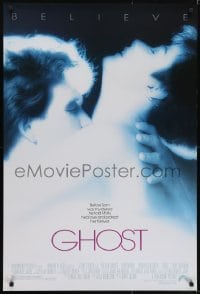 3w318 GHOST 1sh 1990 classic romantic close up of spirit Patrick Swayze & sexy Demi Moore!