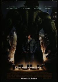 3w418 INCREDIBLE HULK int'l advance DS 1sh 2008 Liv Tyler, Edward Norton, cool image of the creature!