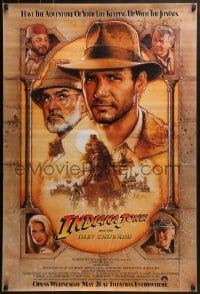 3w424 INDIANA JONES & THE LAST CRUSADE int'l advance 1sh 1989 art of Ford & Connery by Drew!