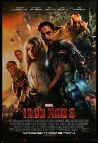 3w442 IRON MAN 3 IMAX advance DS 1sh 2013 cool image of Robert Downey Jr and cast!