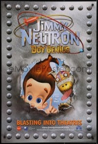 3w458 JIMMY NEUTRON BOY GENIUS int'l teaser DS 1sh 2001 Nickelodeon sci-fi cartoon, great image!