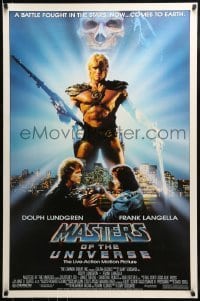 3w570 MASTERS OF THE UNIVERSE 1sh 1987 great image of Dolph Lundgren as He-Man!