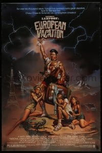 3w618 NATIONAL LAMPOON'S EUROPEAN VACATION 1sh 1985 Chevy Chase, wacky fantasy art by Vallejo!