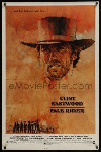 3w644 PALE RIDER 1sh 1985 great close-up artwork of cowboy Clint Eastwood by C. Michael Dudash!