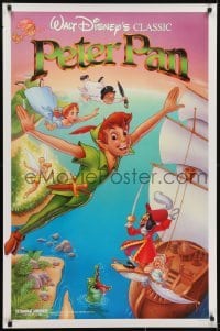 3w656 PETER PAN 1sh R1989 Walt Disney animated cartoon fantasy classic, great flying art!